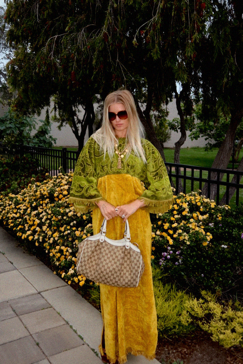 Vintage 1960s Towel Maxi Hostess Gown