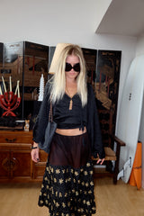 Vintage Black and Gold Embroidered Slip Skirt